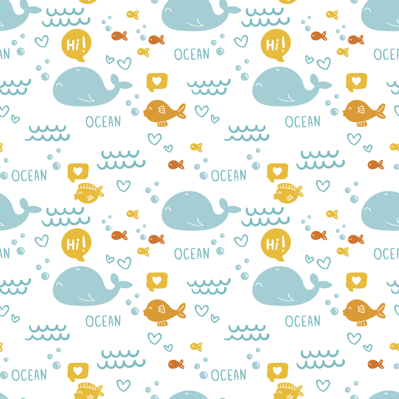 動物 ビニールマット カラフルで楽しい海の家具 - TENSTICKERS