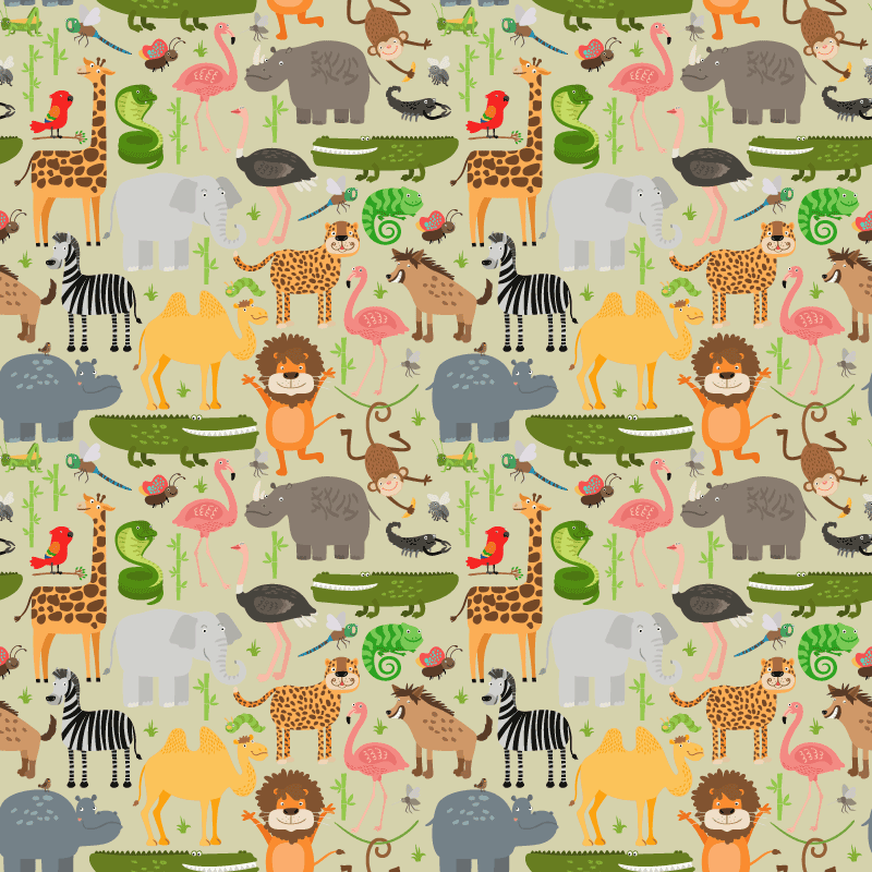 動物 ビニールマット ジャングルデザインの動物 - TENSTICKERS