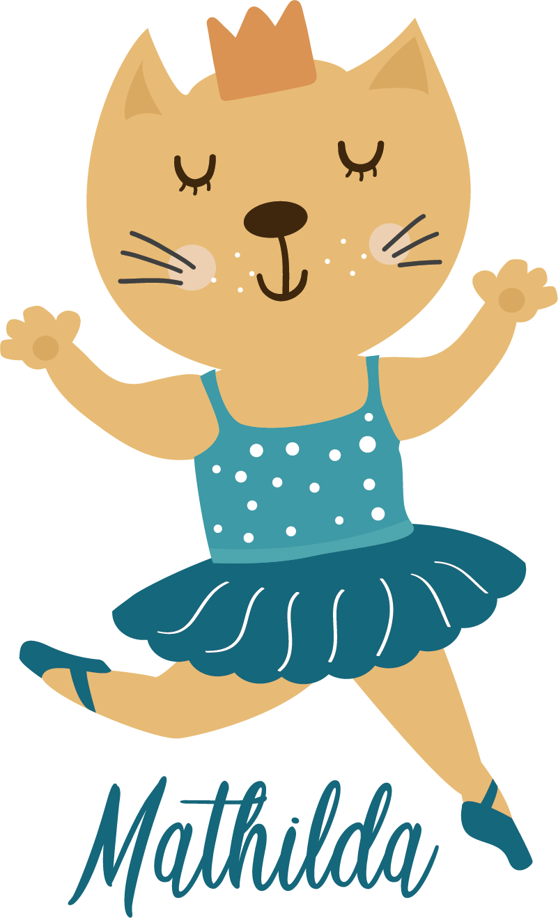 動物 ビニールマット 名前入りの踊る子猫 - TENSTICKERS