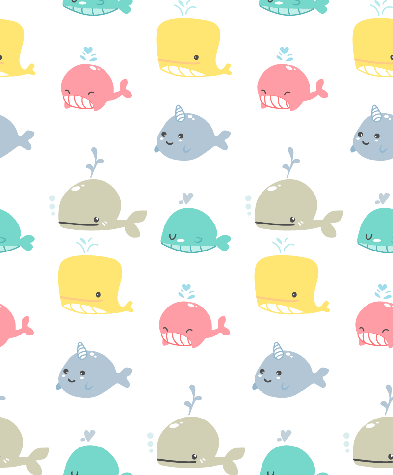 動物 ビニールマット ベビー カラフル クジラ - TENSTICKERS