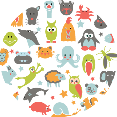 動物 ビニールマット 円形の動物たち - TENSTICKERS