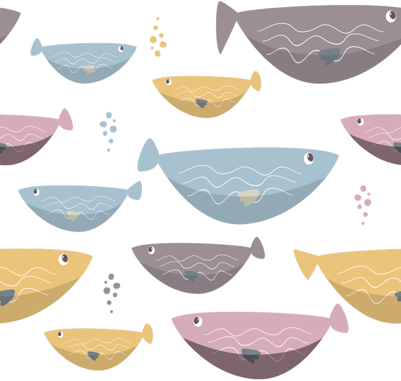 動物 ビニールマット 子供用のカラフルな魚 - TENSTICKERS