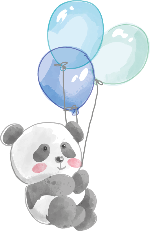動物 ビニールマット 三つの風船を持つ赤ちゃんバンダ - TENSTICKERS