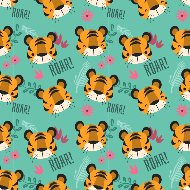 動物ビニールマット赤ちゃんトラの吠え声 - TENSTICKERS