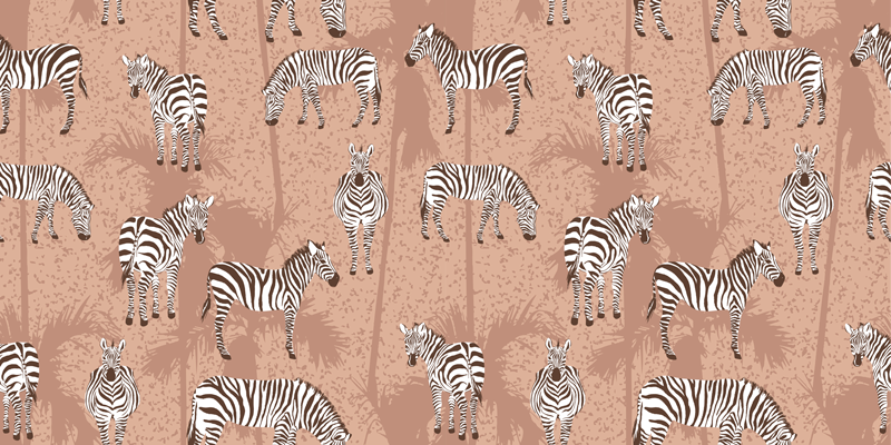 動物 ビニールマット ゼブラとブラウンのヤシの木 - TENSTICKERS