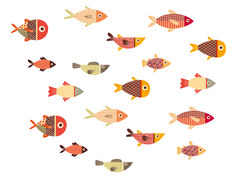 動物 ビニールマット 丸いカラフルな魚 - TENSTICKERS