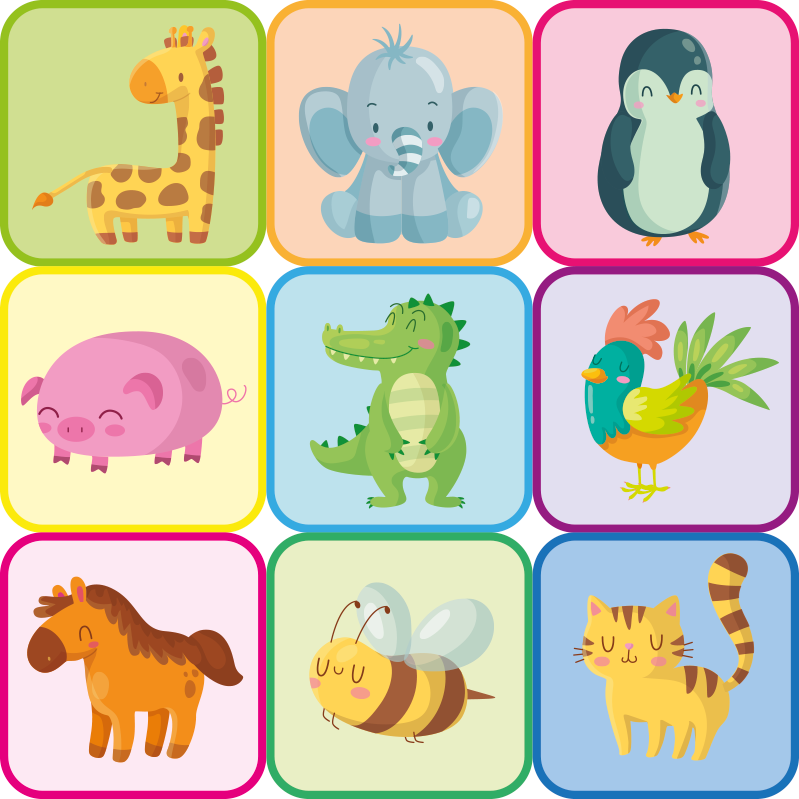 動物 ビニールマット カラフルタイル - TENSTICKERS