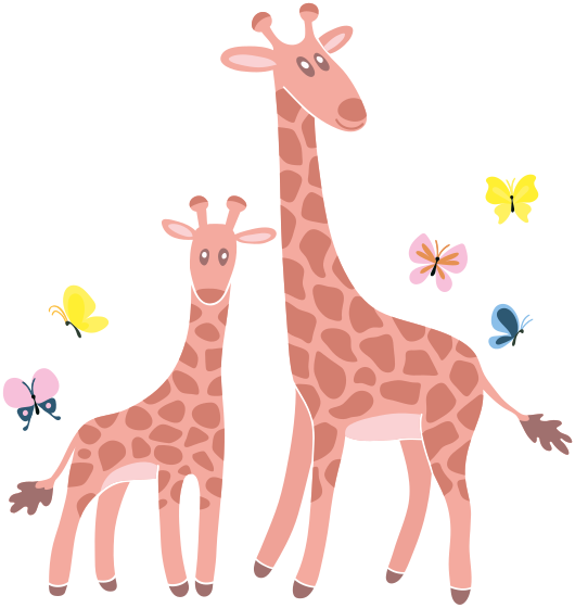 動物ビニールマット親子の蝶とキリン - TENSTICKERS