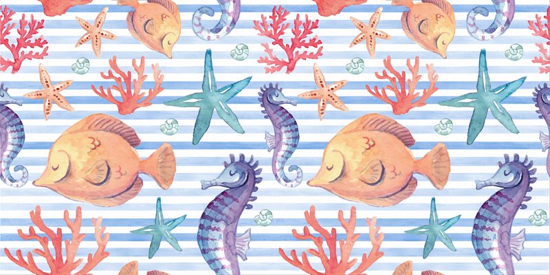動物 ビニールマット 海の生き物タイル - TENSTICKERS
