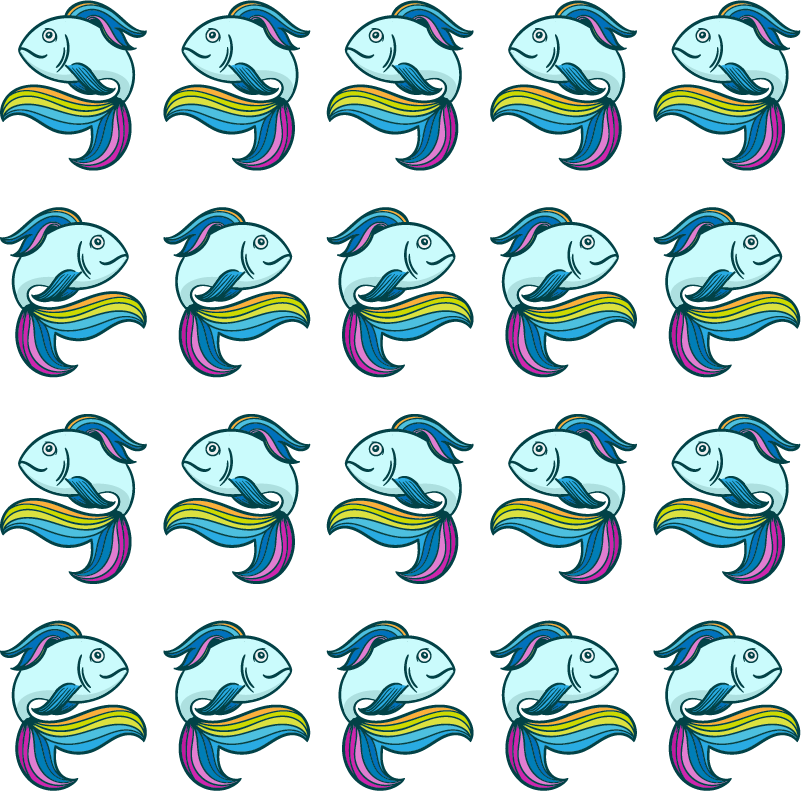 動物 ビニールマット 青いネオンフィッシュ - TENSTICKERS