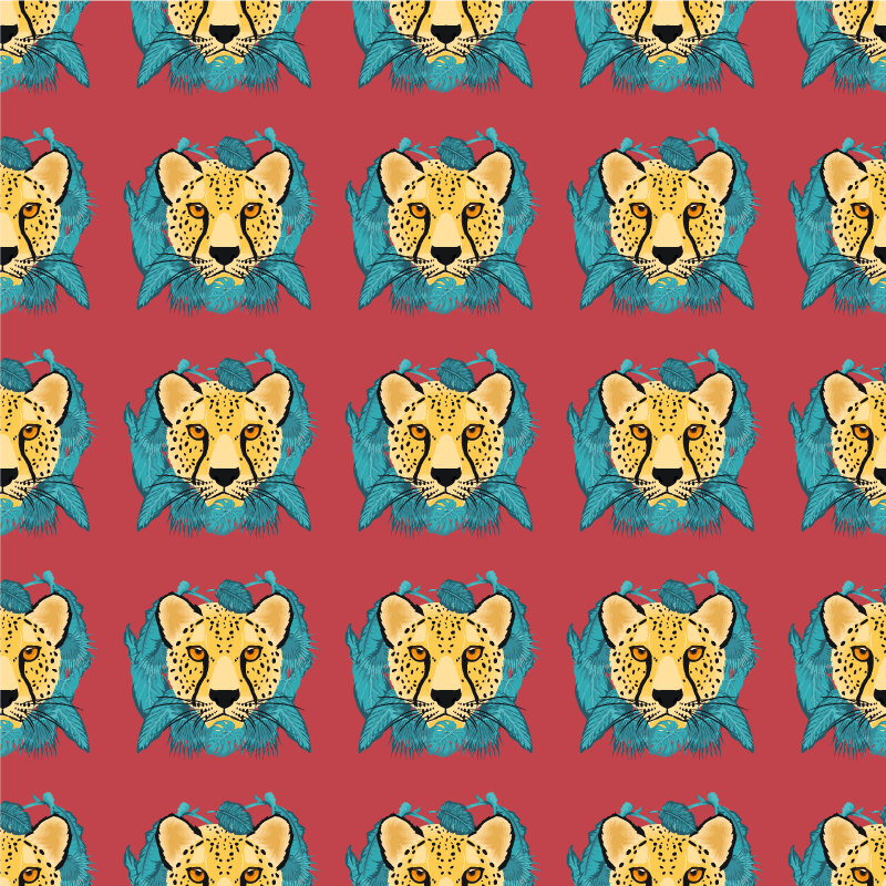 動物 ビニールマット オリエンタルスタイルヒョウグラフィック - TENSTICKERS