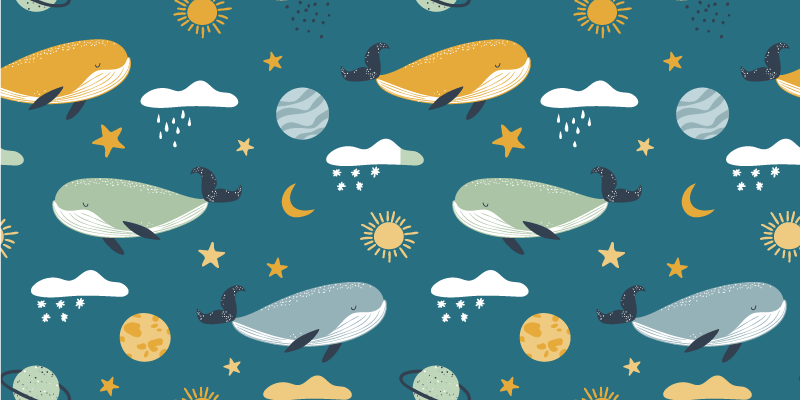 動物 ビニールマット おしゃれなクジラ柄 - TENSTICKERS