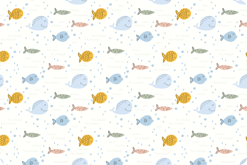 動物 ビニールマット カートゥーンマルチカラー魚 - TENSTICKERS