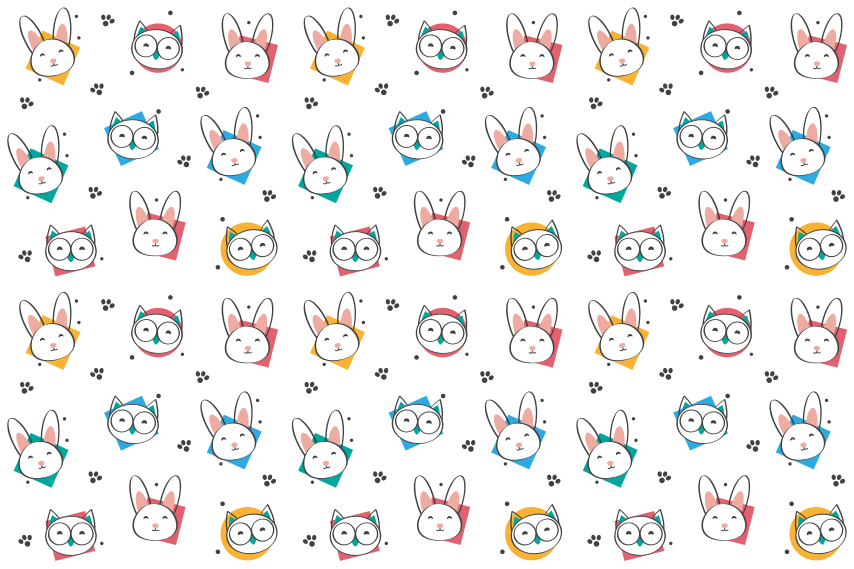 動物 ビニールマット フクロウとウサギの柄 - TENSTICKERS