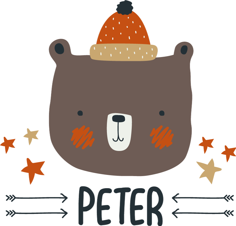 動物 ビニールマット 北欧のかわいいクマの名入れ - TENSTICKERS