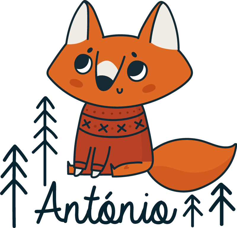 動物 ビニールマット ノルディックフォックスの名前入り - TENSTICKERS
