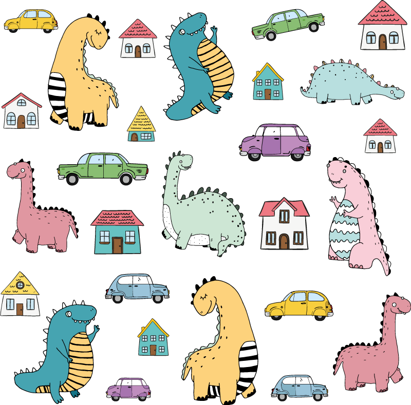 動物 ビニールマット ノルディックダイナソーセット - TENSTICKERS