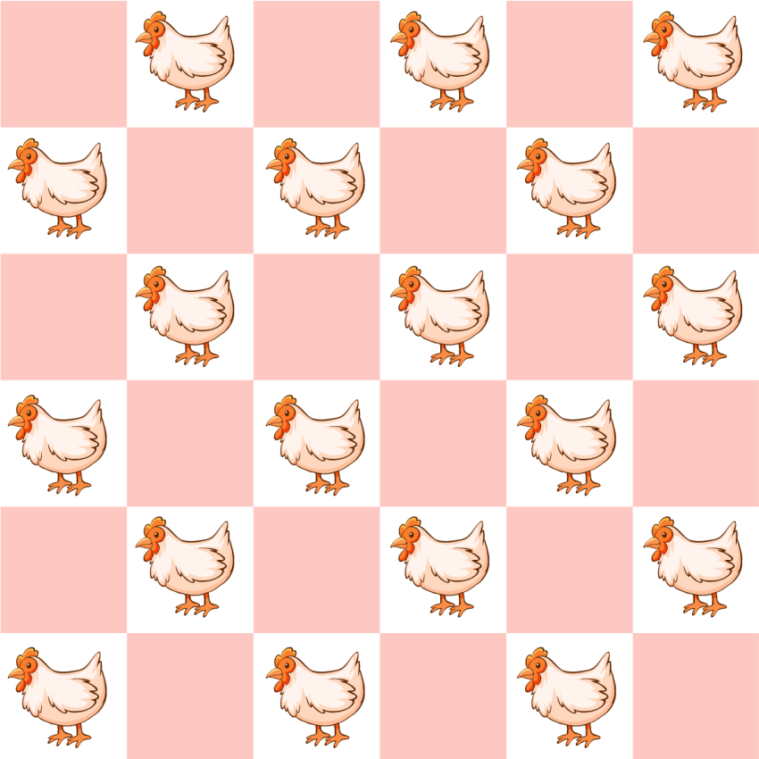 動物 ビニールマット 鶏のピンクの四角柄 - TENSTICKERS