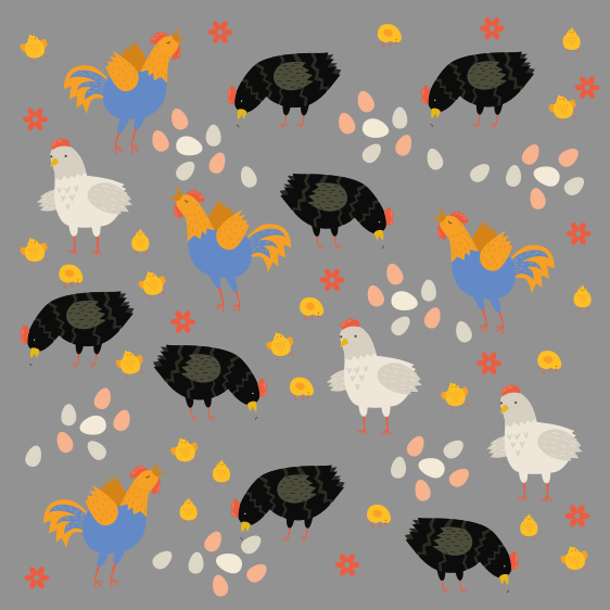動物 ビニールマット 鶏の飼育場柄 - TENSTICKERS