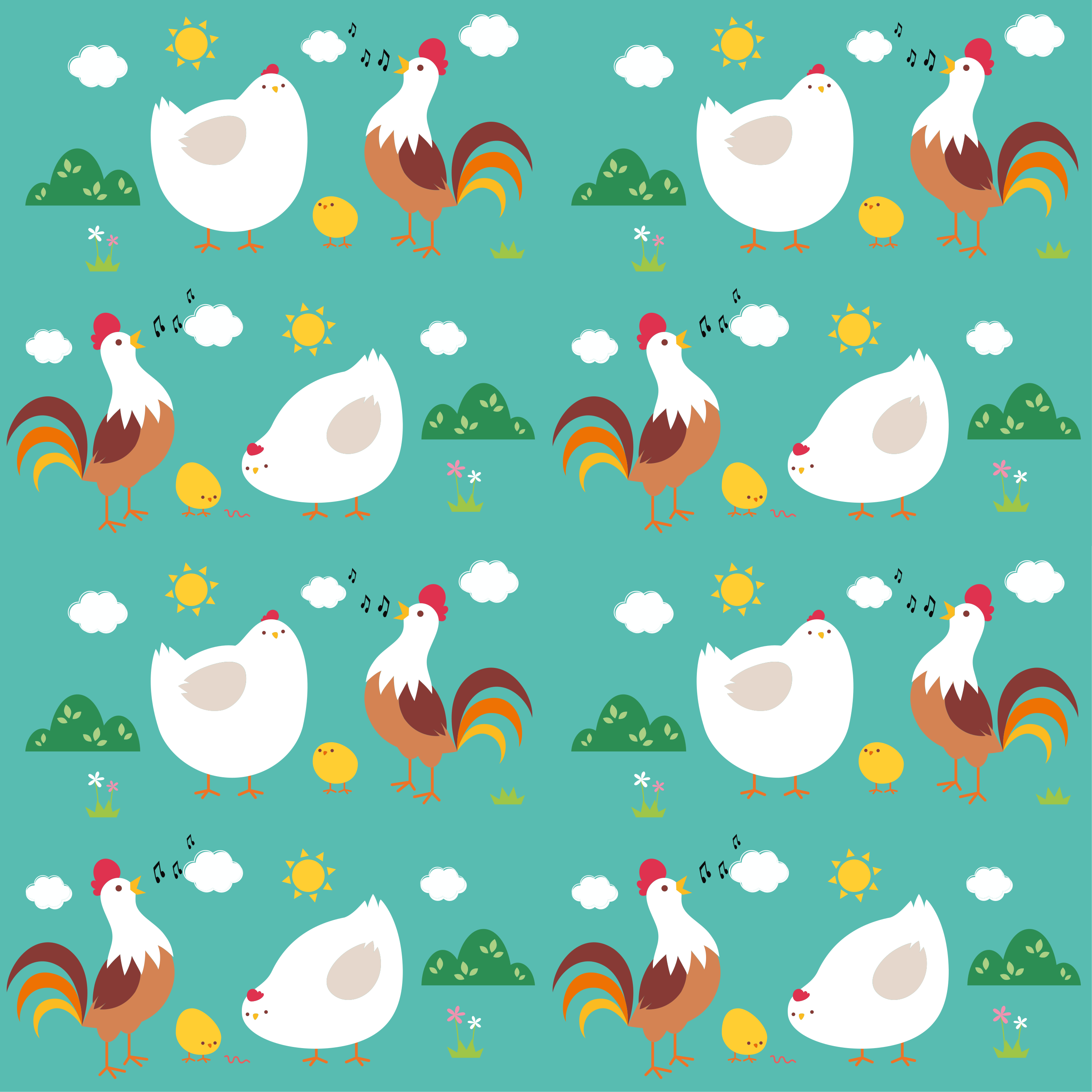 動物 ビニールマット 鳴く雄鶏の模様 - TENSTICKERS
