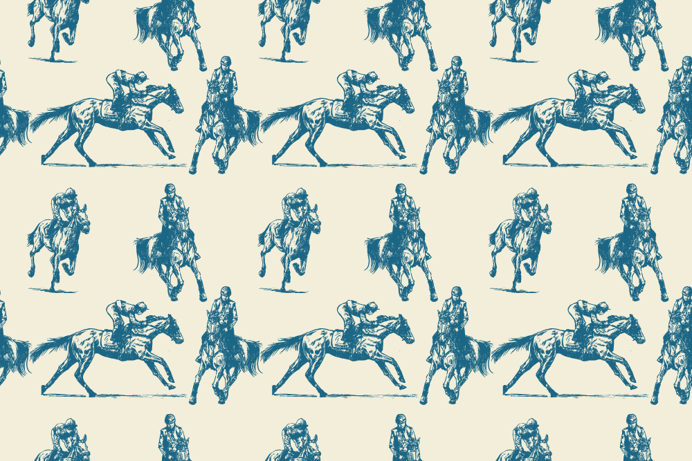 動物 ビニールマット 青とベージュの馬柄 - TENSTICKERS