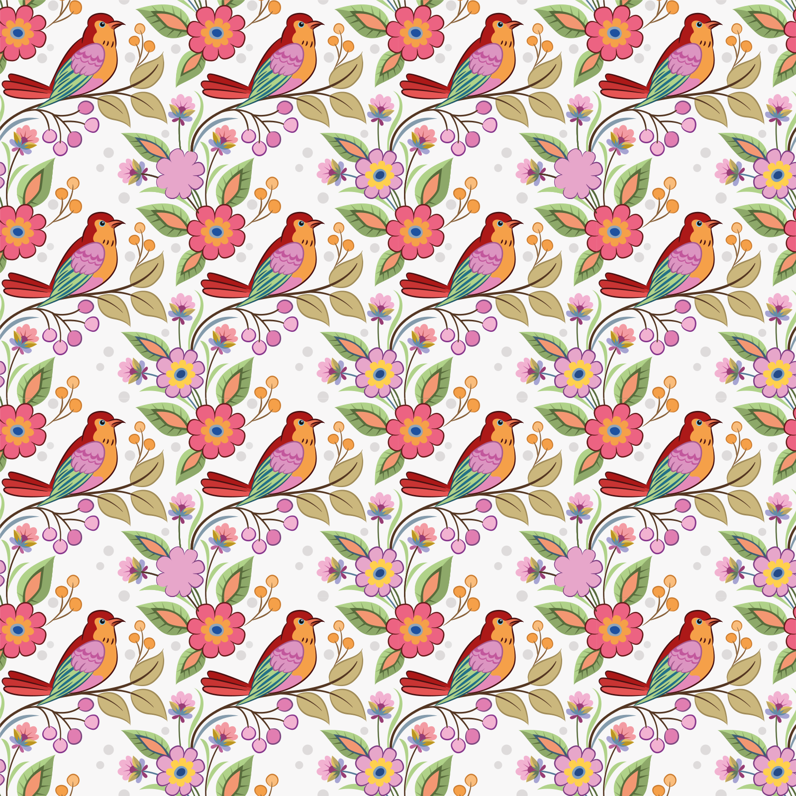 動物 ビニールマット 緑の木に赤とオレンジの鳥 - TENSTICKERS