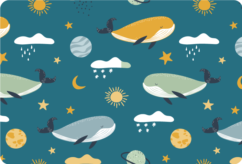 動物 ビニールマット おしゃれなクジラ柄 - TENSTICKERS