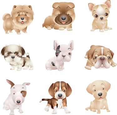 動物 ビニールマット 可愛い子犬 - TENSTICKERS