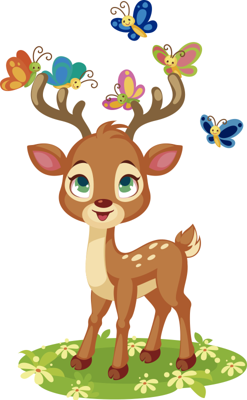 動物 ビニールマット かわいいカートゥーンのシカ - TENSTICKERS