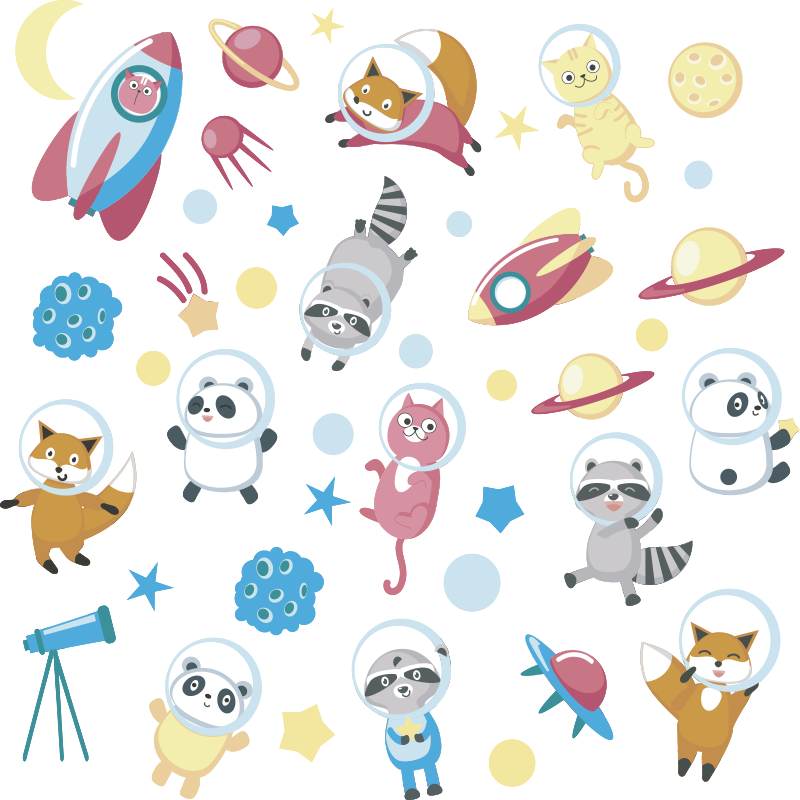 動物 ビニールマット 可愛い動物の宇宙飛行士 - TENSTICKERS