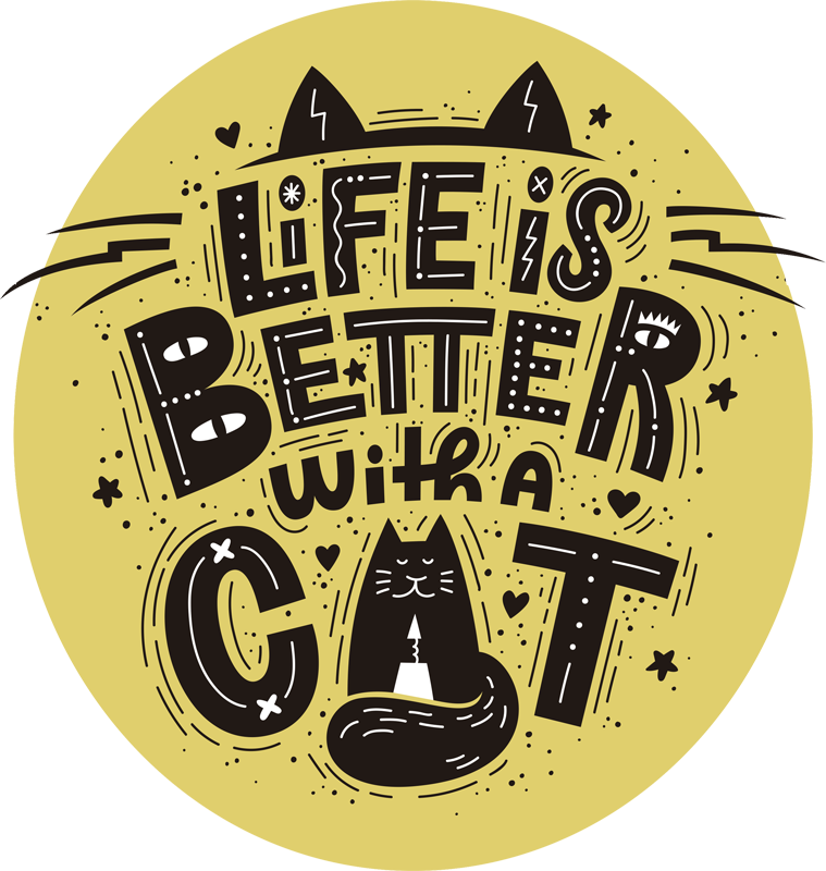 動物 ビニールマット 猫と一緒にいると人生はもっと楽しい - TENSTICKERS