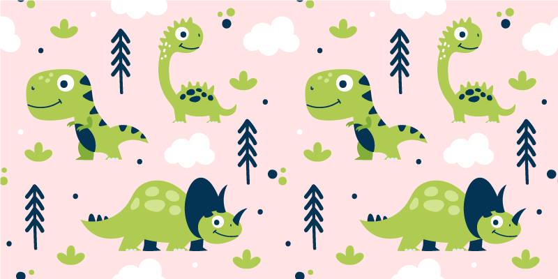 動物 ビニールマット 楽しい恐竜テーマ - TENSTICKERS
