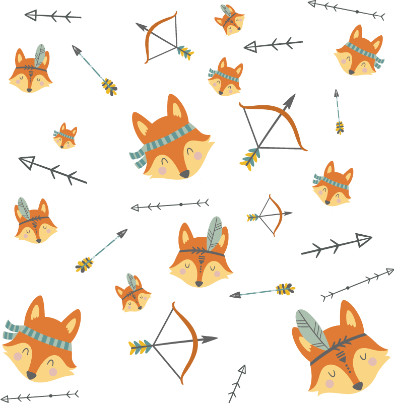動物 ビニールマット 楽しいキツネの顔 - TENSTICKERS
