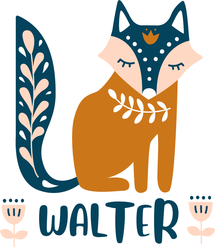 動物 ビニールマット 狐のキャラクターイラスト - TENSTICKERS