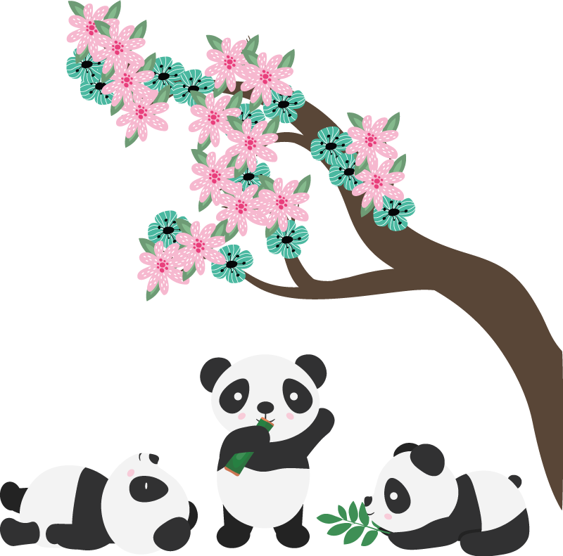 動物 ビニールマット かわいいパンダの一族 - TENSTICKERS