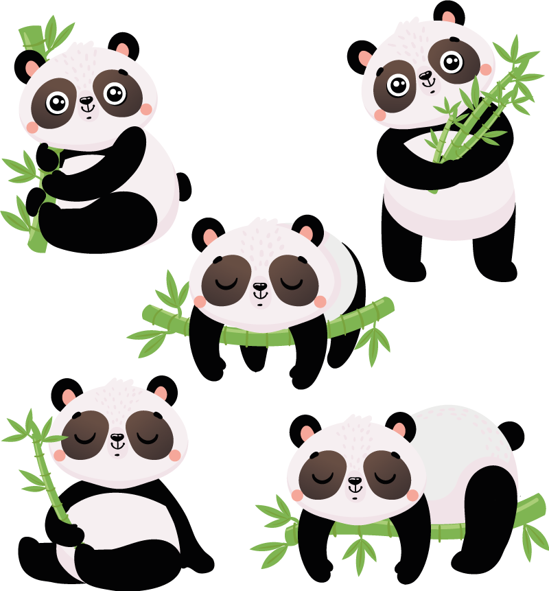 動物 ビニールマット かわいいパンダイラスト - TENSTICKERS
