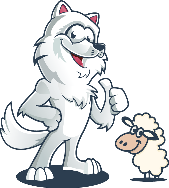 動物 ビニールマット 楽しいオオカミキャラクター - TENSTICKERS