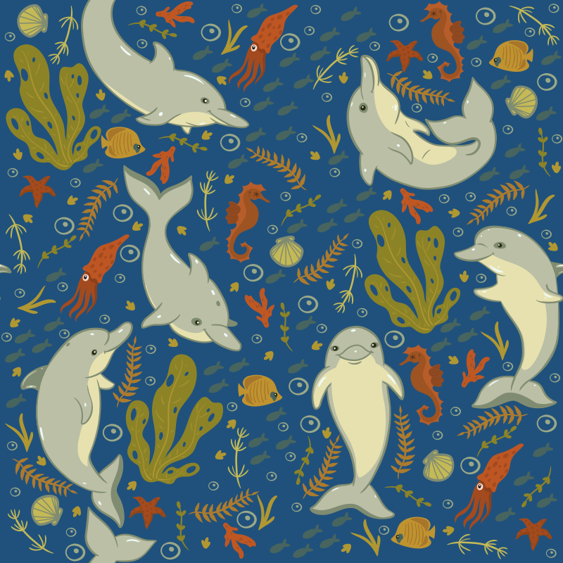 動物 ビニールマット 楽しい海の生き物 - TENSTICKERS