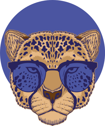 動物 ビニールマット 眼鏡をかけたヒョウ - TENSTICKERS