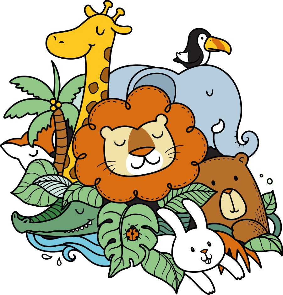 動物ビニールマット遊び心満載の動物シーン - TENSTICKERS