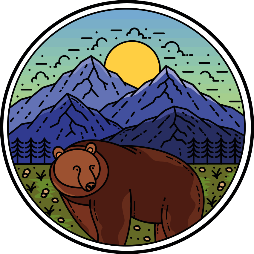 動物 ビニールマット 風景の中のクマ - TENSTICKERS