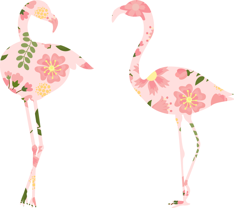 動物 ビニールマット フラミンゴフラワーパターン - TENSTICKERS