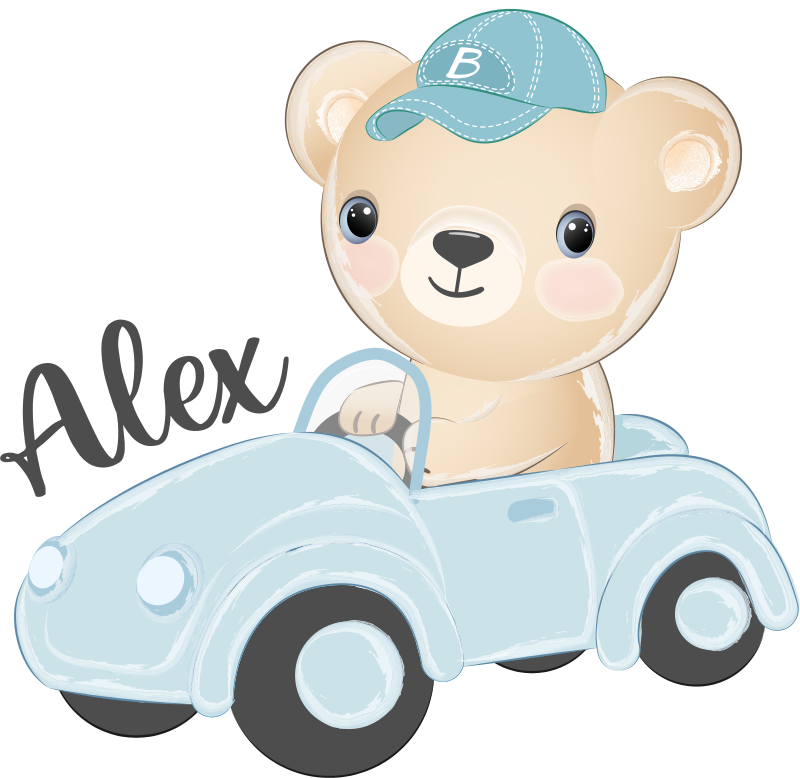 動物 ビニールマット かわいいクマの運転手 - TENSTICKERS