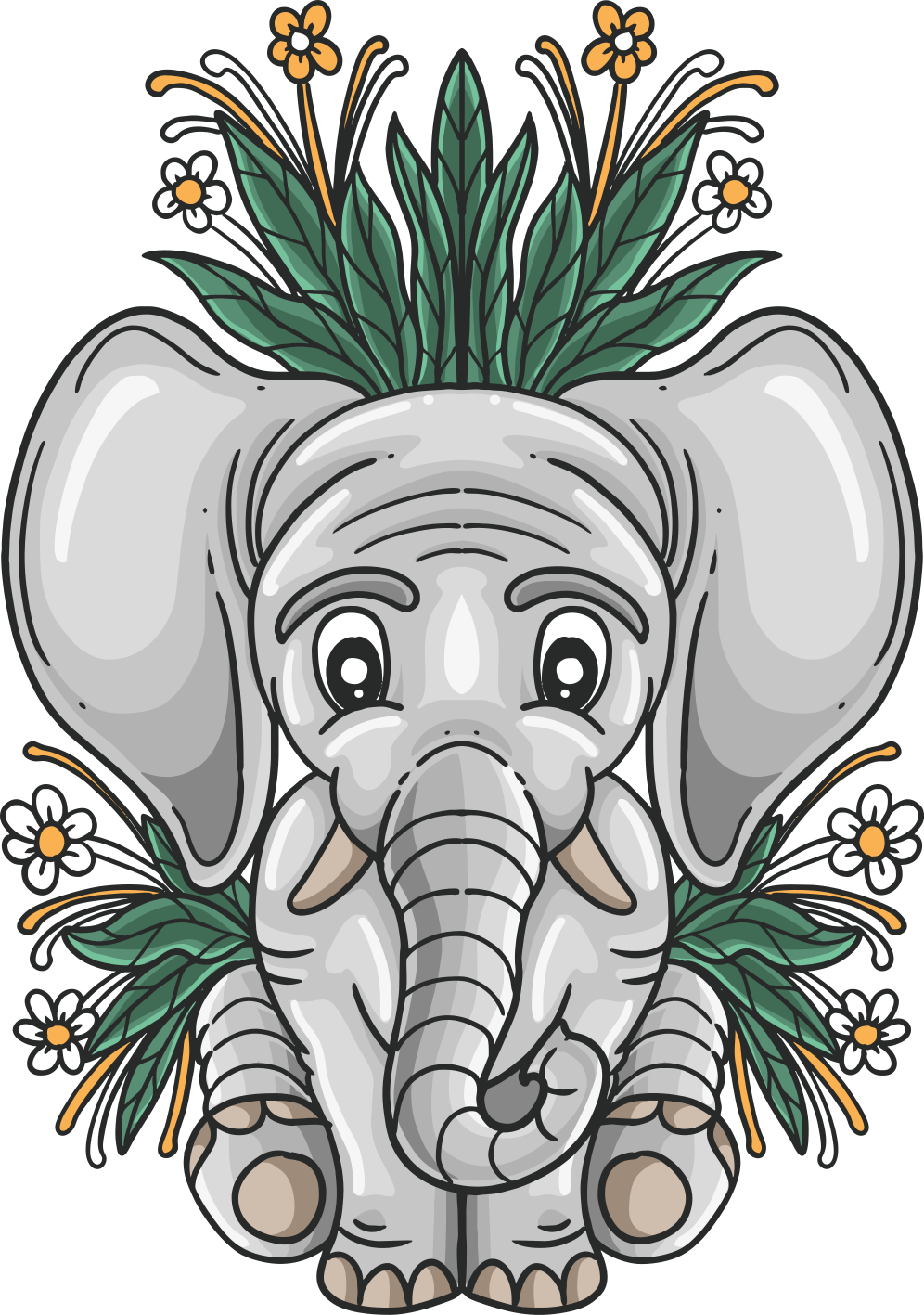 動物 ビニールマット 可愛い象のイラスト - TENSTICKERS