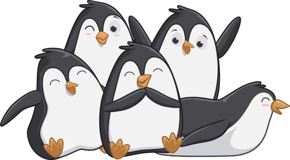 動物ビニールマットハッピーペンギンファミリー - TENSTICKERS