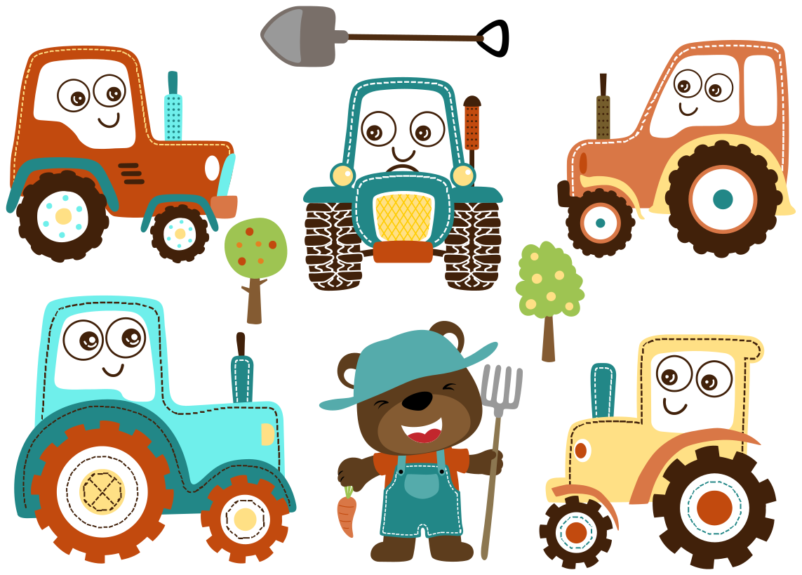動物 ビニールマット 可愛いトラクターキャラクター - TENSTICKERS
