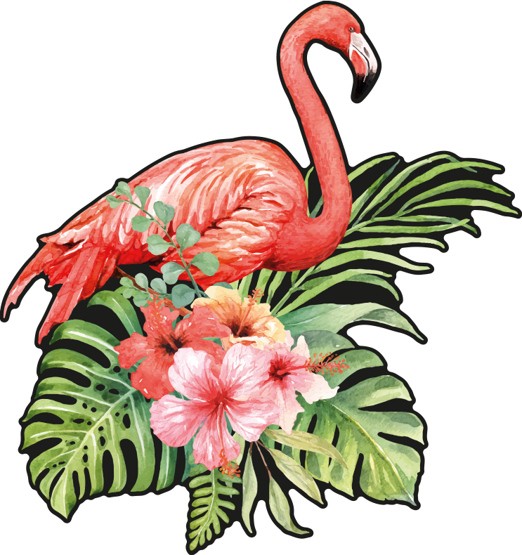 動物 ビニールマット フラミンゴと花 - TENSTICKERS