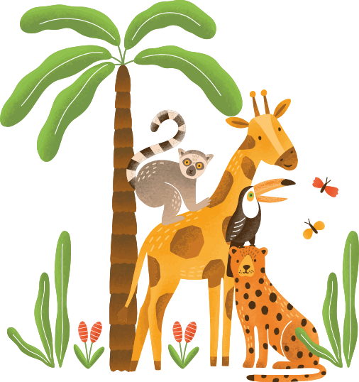 動物 ビニールマット 夢のジャングルセッティング - TENSTICKERS