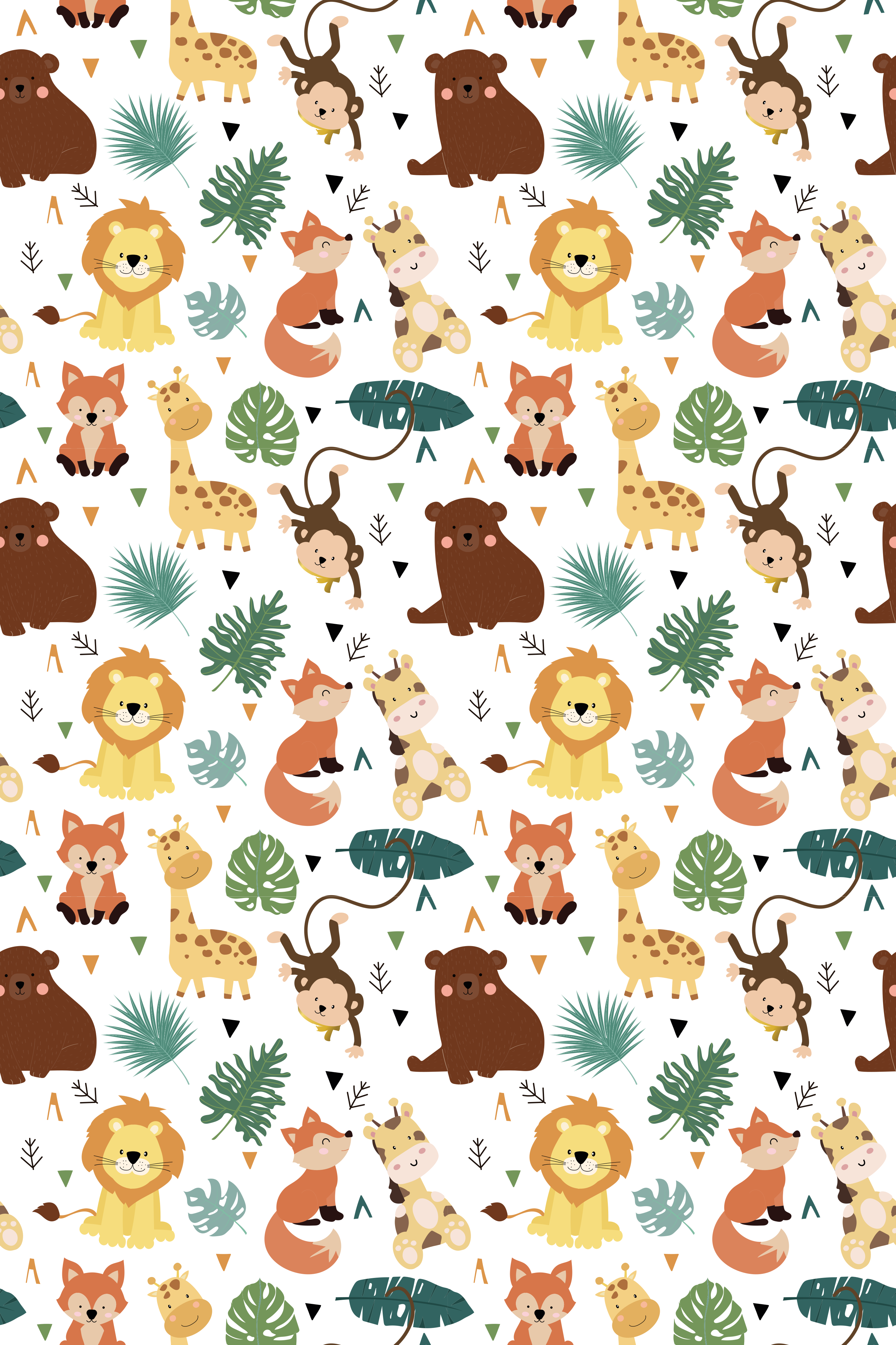 動物 ビニールマット 可愛い野生動物と葉っぱ - TENSTICKERS