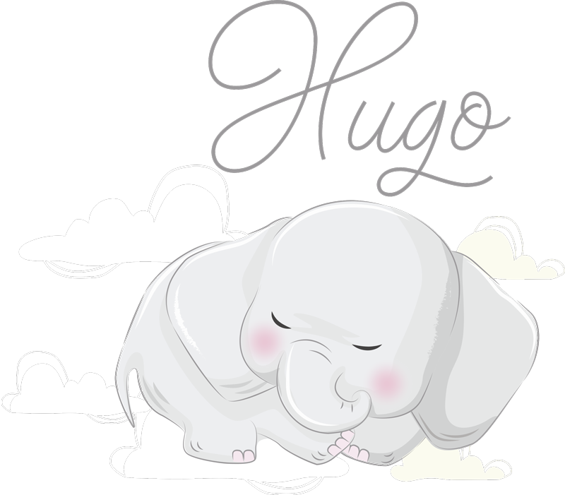 動物 ビニールマット 名前入り雲で眠る象 - TENSTICKERS